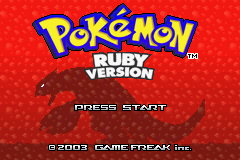 Pokemon Ruby title screen for GameBoy Advance